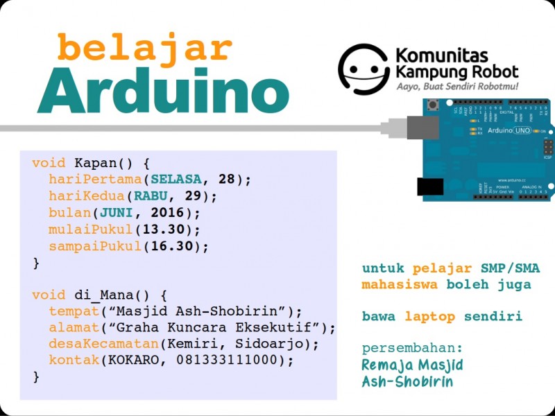 Belajar Arduino bagi Pelajar dan Mahasiswa | Komunitas Kampung Robot
